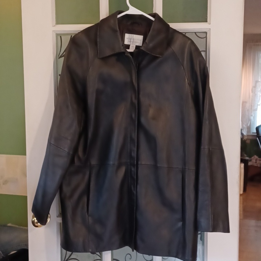 Worthington genuine lambskin women's coat size large black